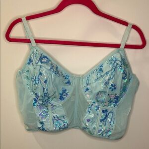 NWOT iHeartRaves Light Blue Embroidered and Embellished Bralette